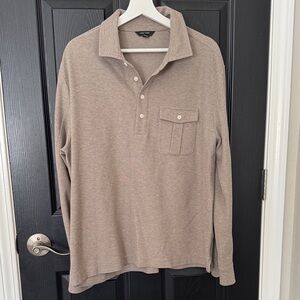 Banana Republic Taupe Long Sleeve Polo